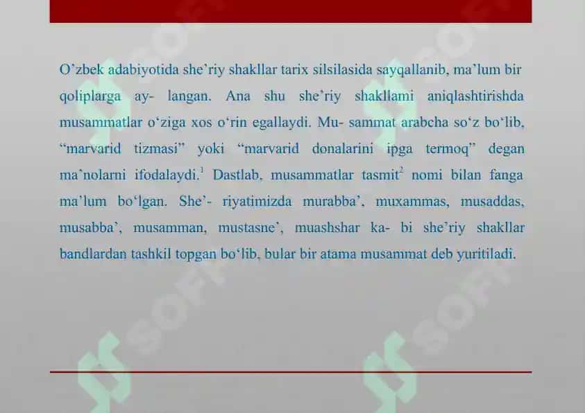 Murabba Muxammas va Musaddas She'r Shakllari 6