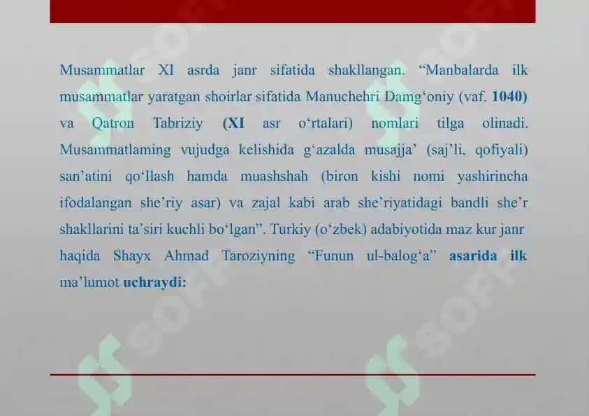 Murabba Muxammas va Musaddas She'r Shakllari 7