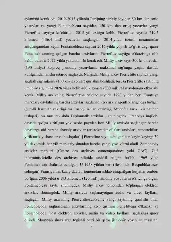 FRANSIYA MILLIY ARXIVI TARIXI VA FAOLIYATI 7