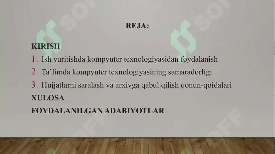 Ish yuritishda kompyuter texnologiyasidan foydalanish. Raqamli elekrton hujjatlar haqida tushuncha 2