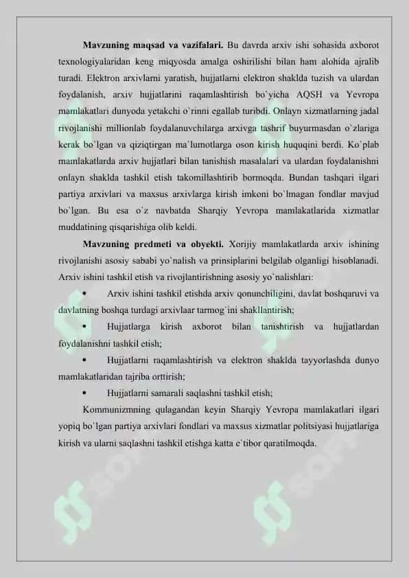 XX-ASR XORIJIY MAMLAKATLAR ARXIVSHUNOSLIGI ISPANIYA VA SHVETSIYADA ARXIV ISHI 3