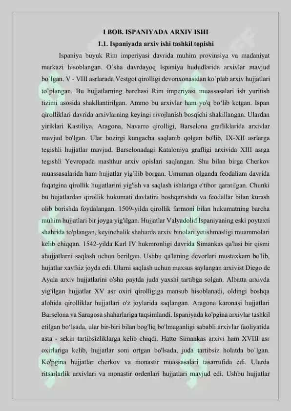 XX-ASR XORIJIY MAMLAKATLAR ARXIVSHUNOSLIGI ISPANIYA VA SHVETSIYADA ARXIV ISHI 4