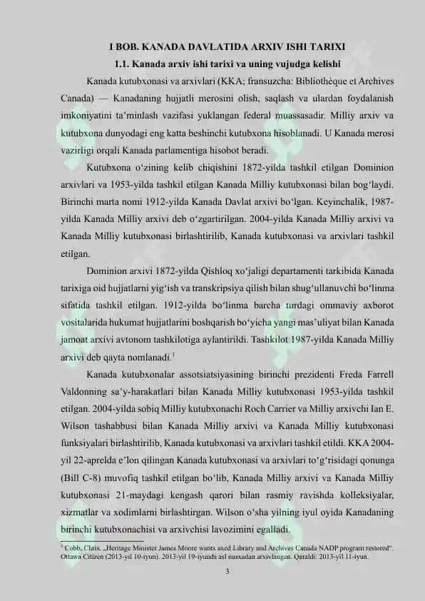 Kanada arxiv ishi tarixi 3