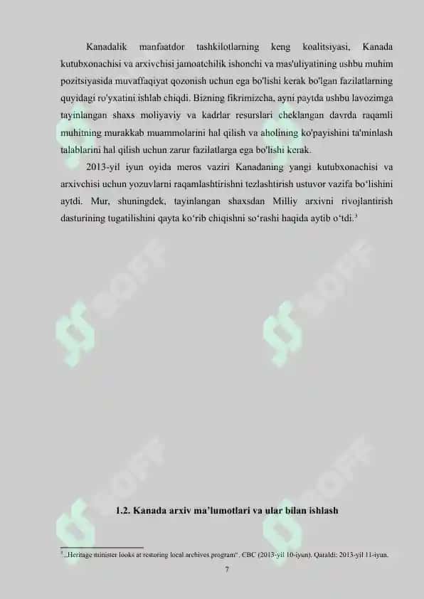 Kanada arxiv ishi tarixi 7