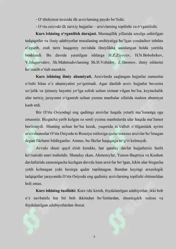 O‘RTA OSIYODA QADIMGI DAVLATLAR ARXIV ISHI TARIXI 3