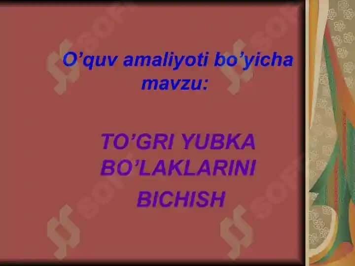 TO’GRI YUBKA BO’LAKLARINI BICHISH 2