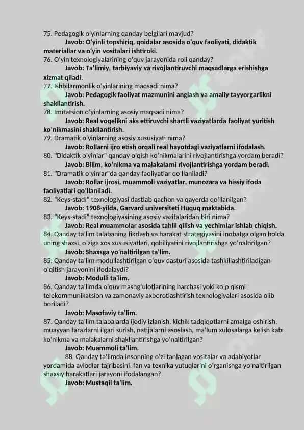 PEDAGOGIKA JAVOBLARI 6