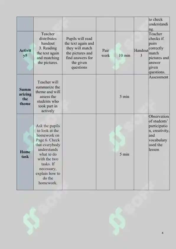 lesson plan animals 4