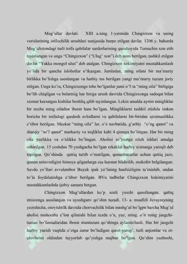 Chig'atoy ulusi davrida ijtimoiy-iqtisodiy va etnomadaniy jarayonlar 2