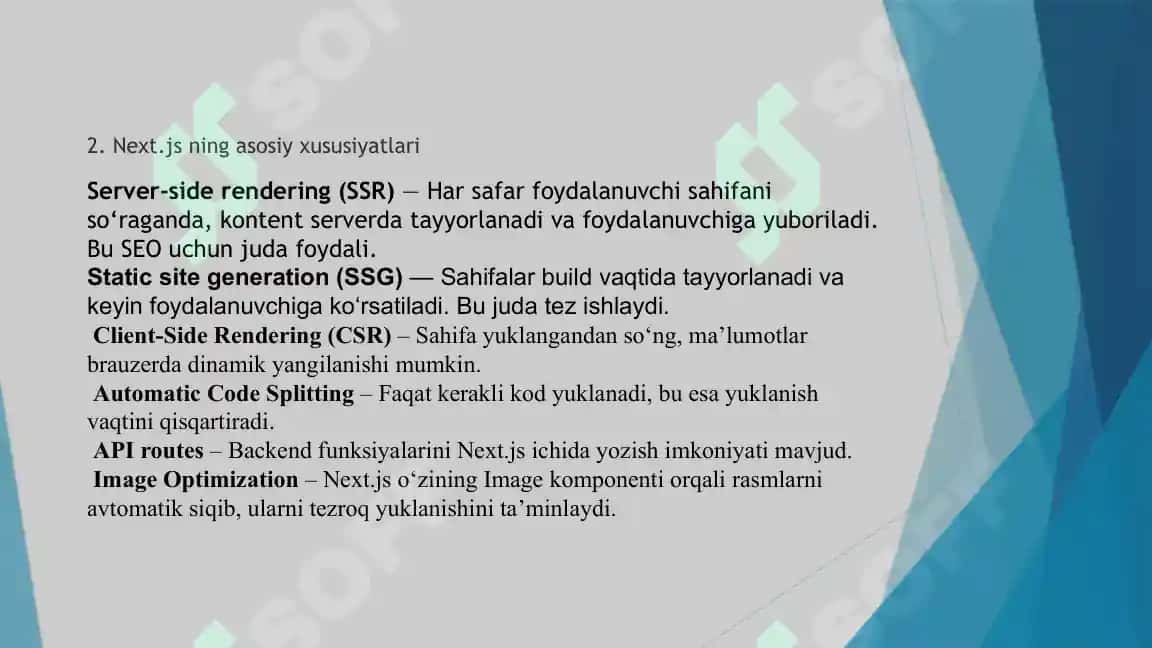 Next.js va server tarafdan sahifa yaratish imkoniyatlari 4