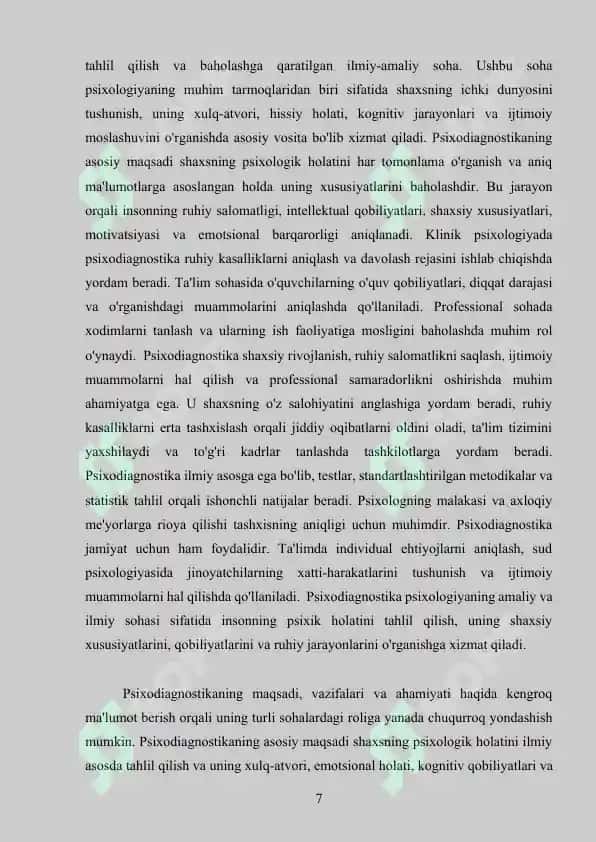 "PSIXODIAGNOSTIK TUSHUNCHALAR LUGATI" 7