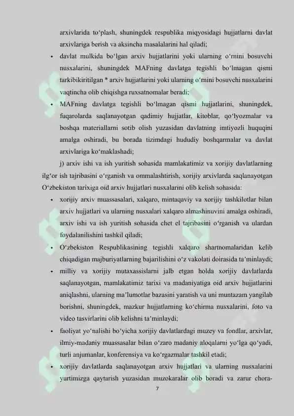 O'ZBEKISTON RESPUBLIKASINING ARXIV SOHASIDA XALQARO HAMKORLIGI 7