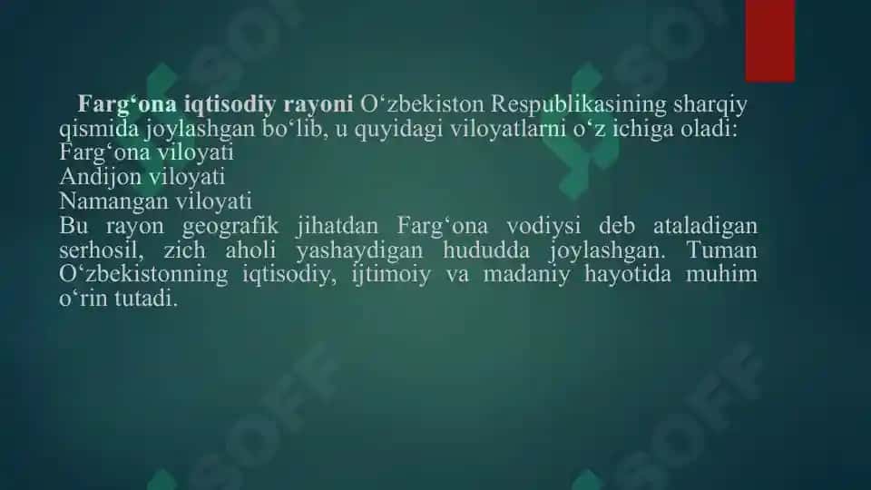Farg‘ona iqtisodiy rayoniga umumiy tavsif 4