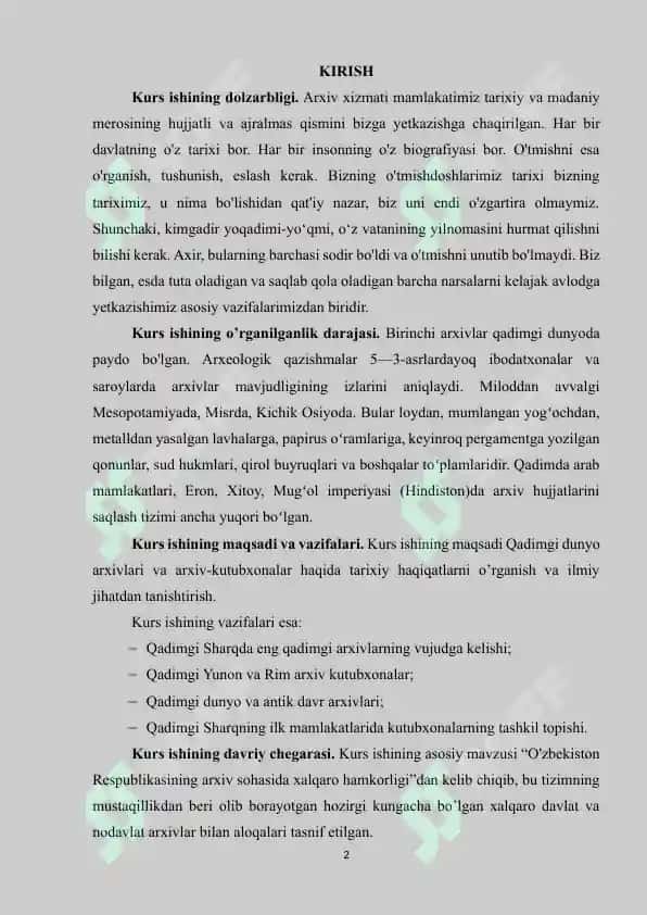 QADIMGI DUNYO ARXIVLARI VA ARXIV-KUTUBXONALAR 2