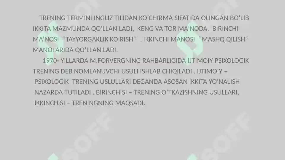 TRENING O’TKAZISH USLUBLARI 2