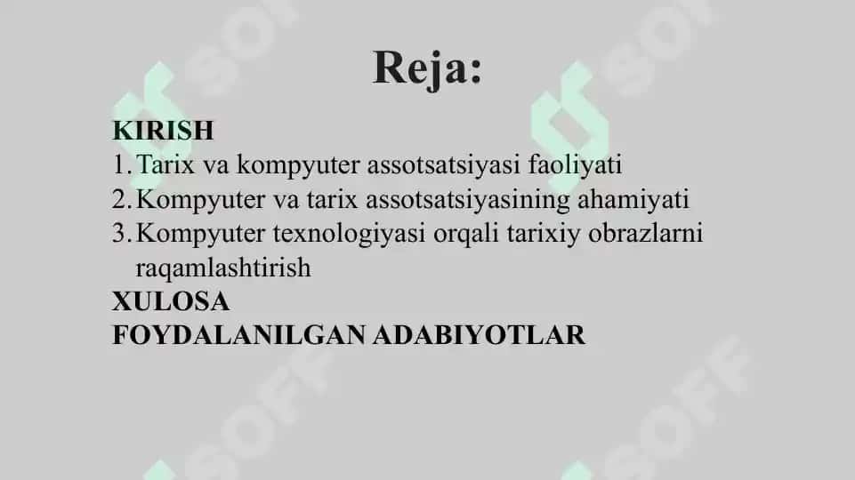Tarix va kompyuter assotsatsiyasi faoliyati 2