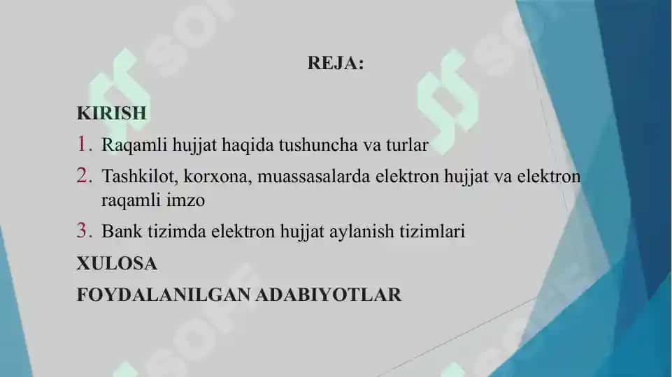 Tashkilot, korxona, muassasalarda ish yuritishda raqamli hujjatlarni shakllanishi 2