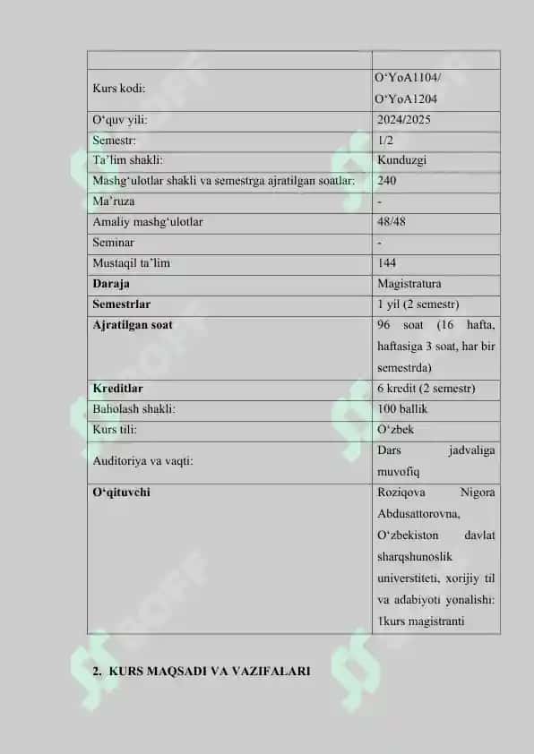 Kasbiy ingliz tilidan dars ishlanmasi 5