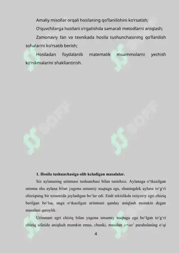 Funksiyaning hosilasi: uning geometrik va mexanik ma’nosi 4