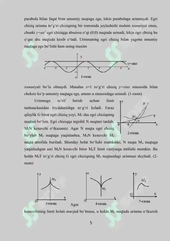 Funksiyaning hosilasi: uning geometrik va mexanik ma’nosi 5
