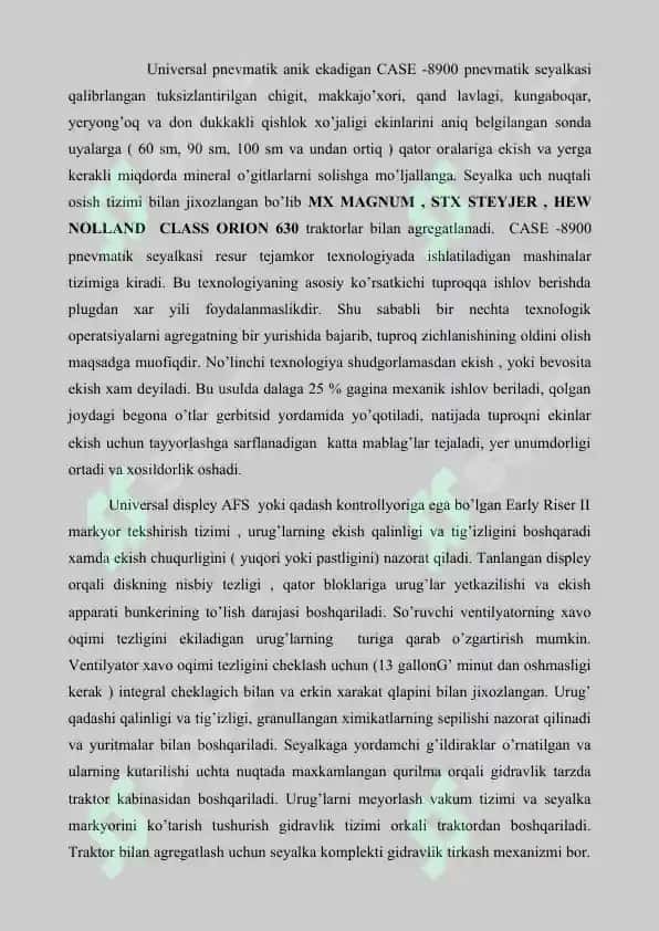 Class xerion 3800 traktori IYOD ning to’liq texnik tavsifi 2