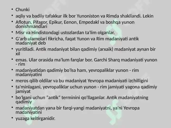 Dunyo xalqlari madaniyatidagi umumiylik  va farqlar. 7