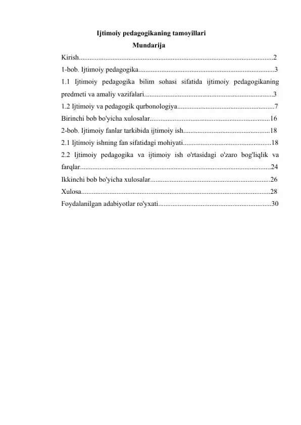 Ijtimoiy pedagogikaning tamoyillari