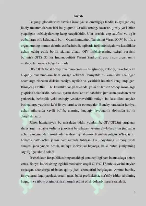 Tanosil yoki OIV kasalligi/OITSni tarqatish 3