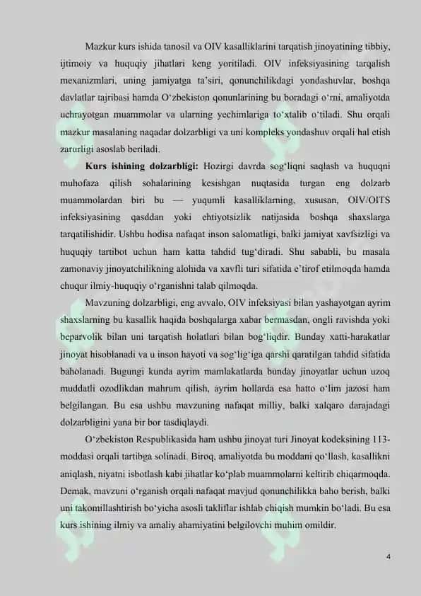 Tanosil yoki OIV kasalligi/OITSni tarqatish 4