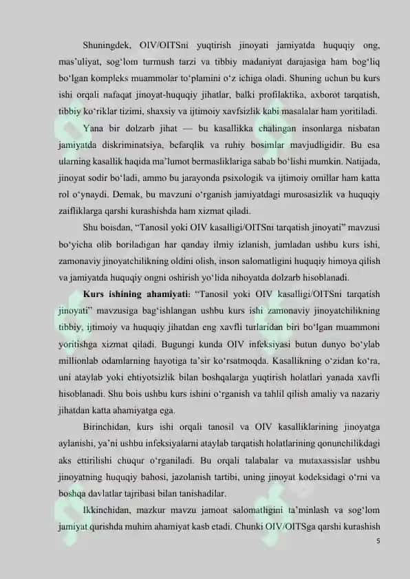 Tanosil yoki OIV kasalligi/OITSni tarqatish 5