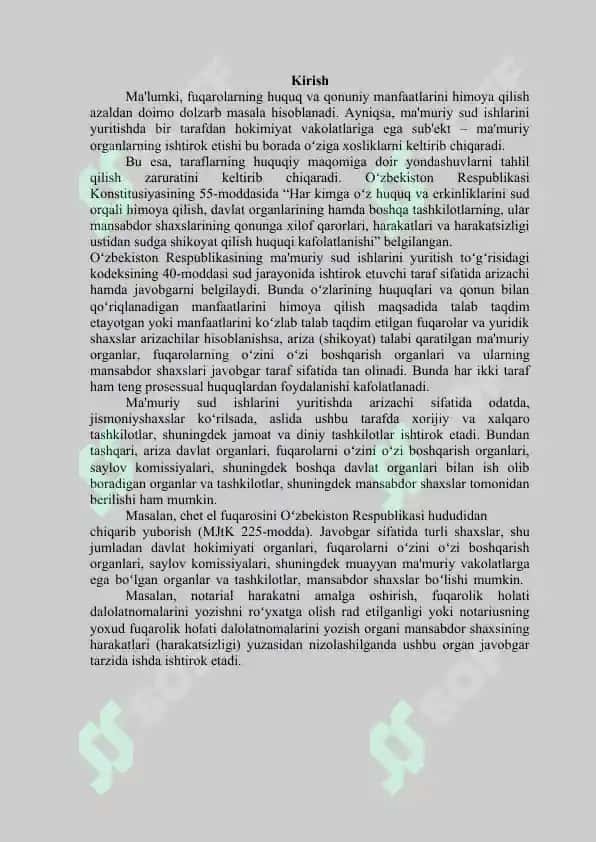 MA'MURIY SUD ISHLARINI YURITISH ISHTIROKCHILARINING HUQUQ VA MAJBURIYATLARI 2