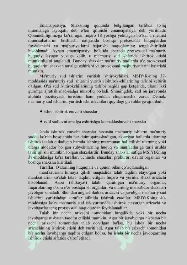 MA'MURIY SUD ISHLARINI YURITISH ISHTIROKCHILARINING HUQUQ VA MAJBURIYATLARI 5