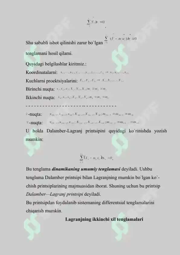 Lagranjning 1 -tur xarakat tenglamalari. Lagranjning 2-tur xarakat tenglamalari. 3