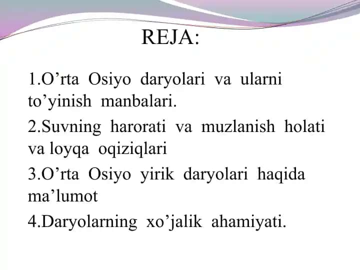 O'rta Osiyo daryolari va ularni to'yinish manbalari