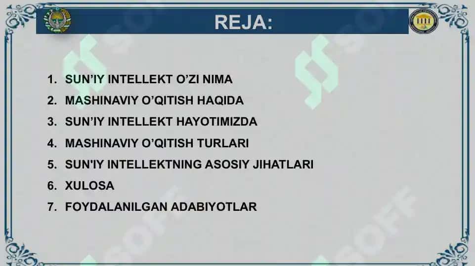 SUN’IY INTELLEKT VA MASHINA O'RGANISH ASOSLARI 3