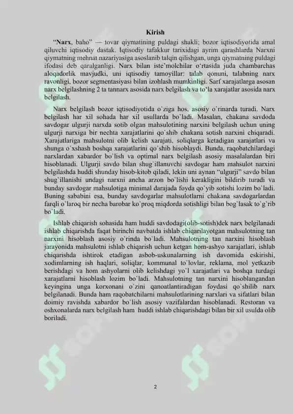 Narxning mohiyati va shakllanish xususiyatlari 2
