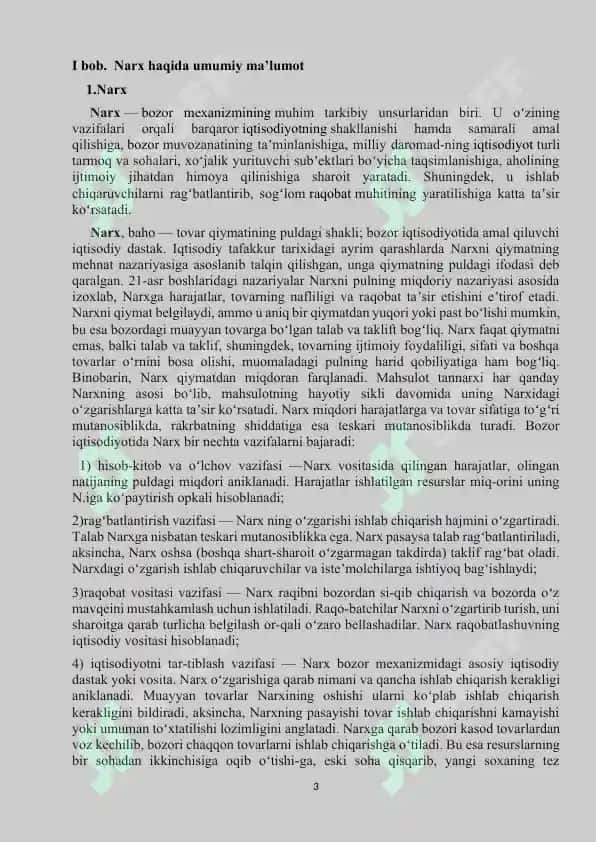 Narxning mohiyati va shakllanish xususiyatlari 3