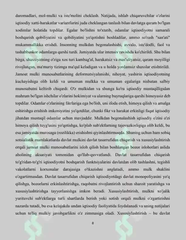 Мулк ва мулкчилик муносабатлари 8