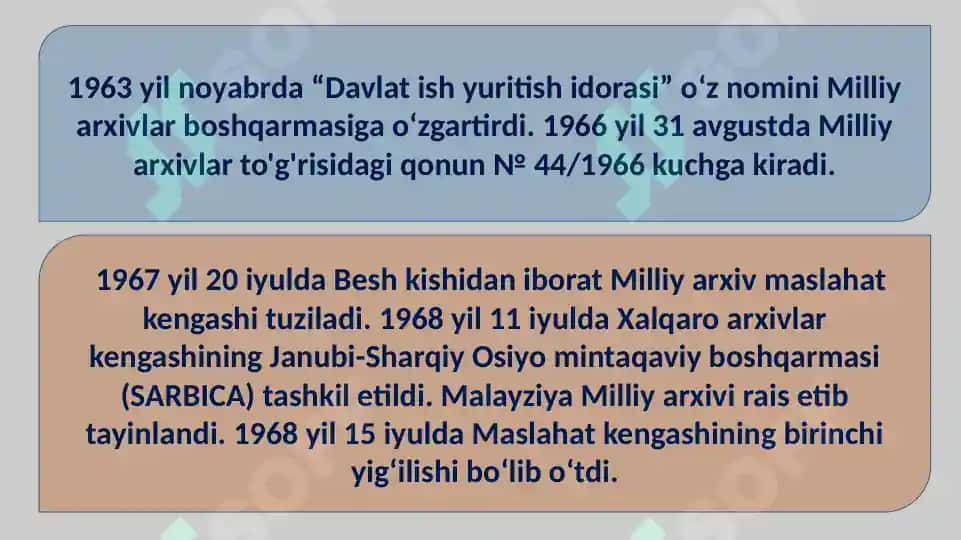 Janubiy-sharqiy Osiyo mamlakatlarida arxiv ishi tarixi Malayziyada arxiv ishi 6
