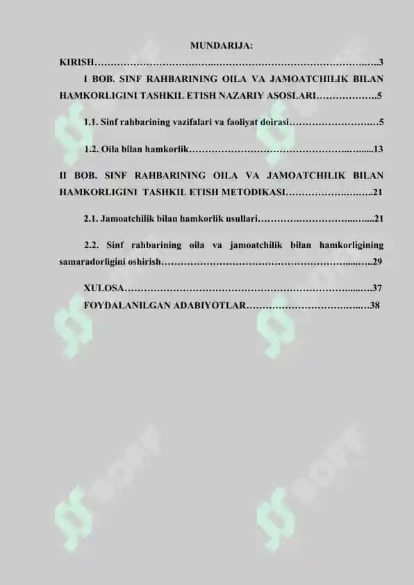 Sinf rahbarining oila va jamoatchilik bilan hamkorligini tashkil etish 2