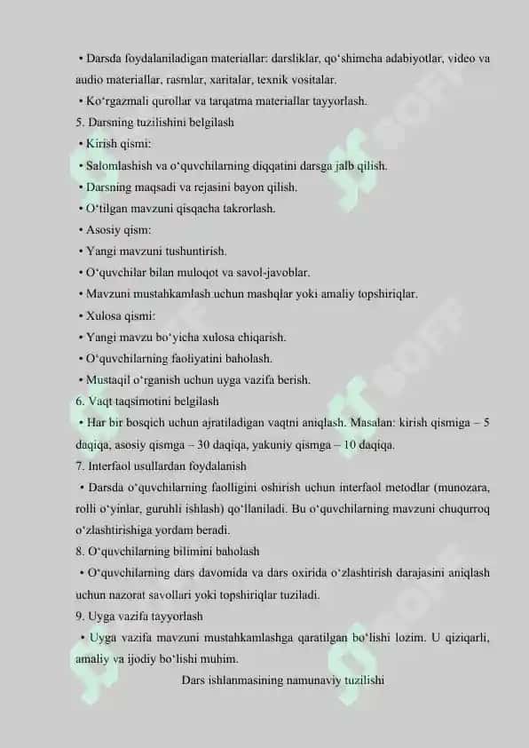 Dars ishlanmasini tuzish metodikasi 3