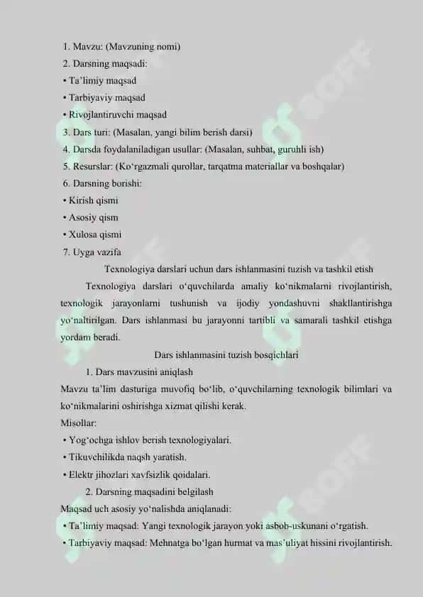 Dars ishlanmasini tuzish metodikasi 4