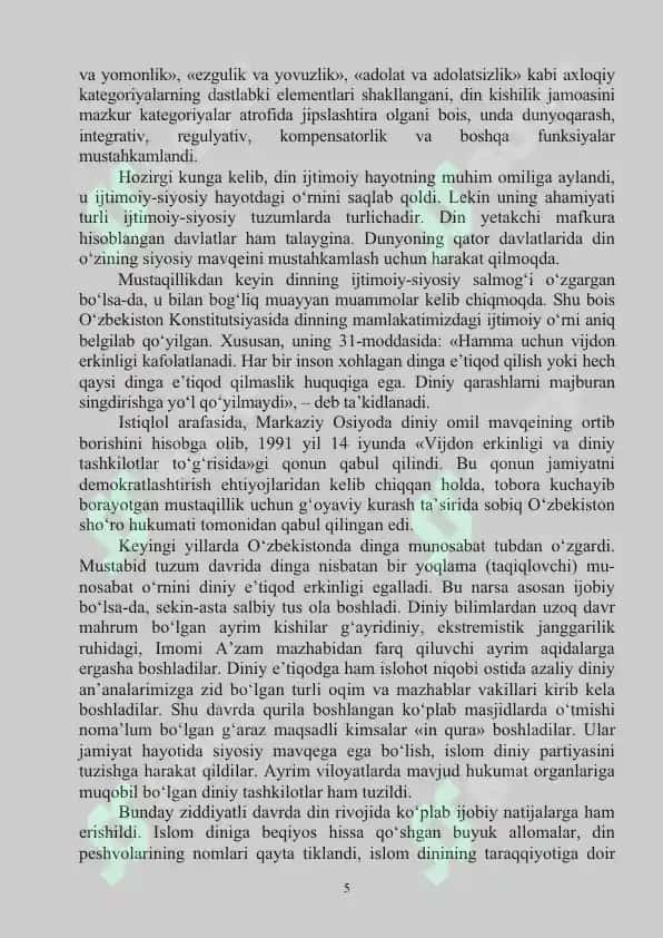 Dinshunoslik asoslari: O‘quv qo‘llanmasi 6