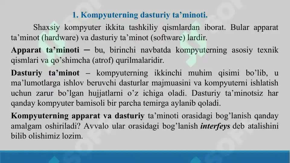 AT da dasturiy ta'minot. Taqdimot 10 bet. 2