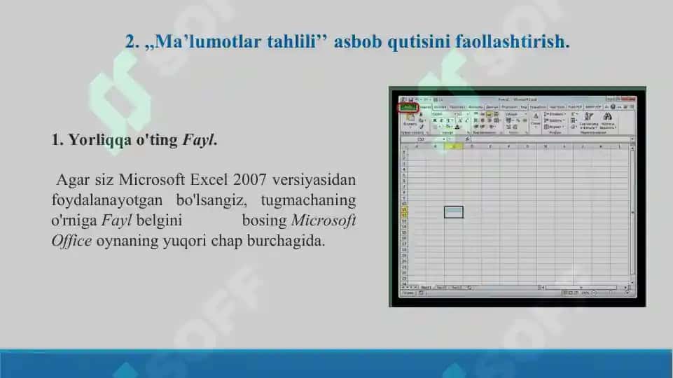 MS Excel   elektron jadvali yordamida ma’lumotlarni statistik tahlil qilish. Taqdimot 12 bet. 3