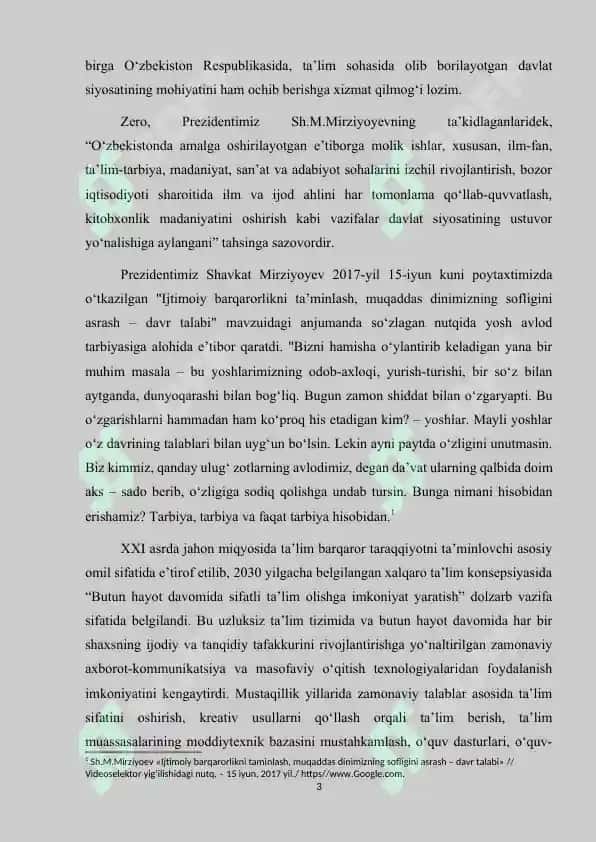 Tarbiya’ fanini o‘qitish metodikasining predmeti, maqsad–vazifalari va ilmiy tadqiqot metodlari 3
