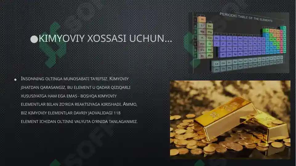 Oltin haqida qiziqarli malumotlar 2
