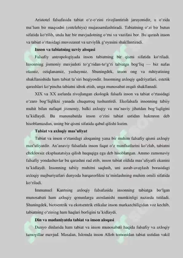 Tabiat bilan tanishtirish metodikasi. Xalqaro baholash dasturi 7