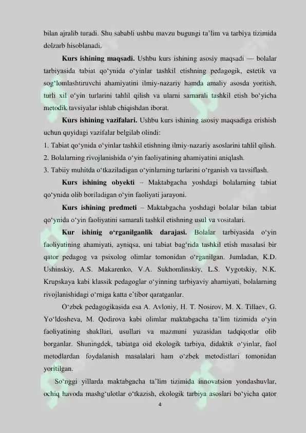 Tabiat qo`ynida turli xildagi o`yinlarni tashkil etishni mazmunini 4