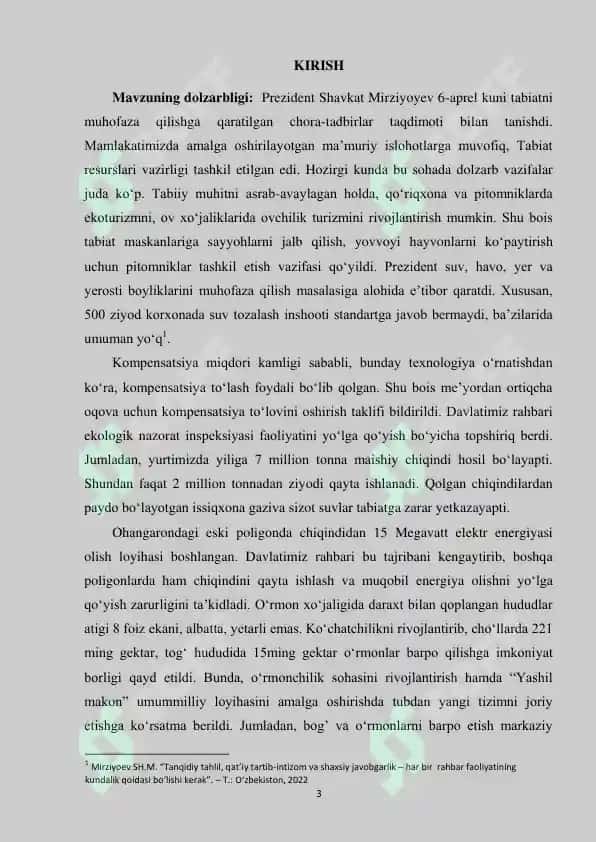 Xadislarida tabiatga oid bandlarini o'rganish va tahlil qilish. 3